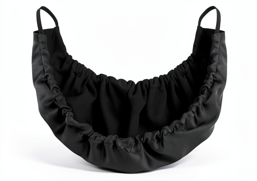 Satin beard cover showing adjustable elastic and buckle design