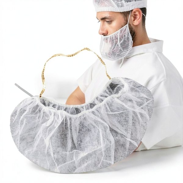 Safety Beard Cover Breathable Non-Woven Fabric Elastic Band-3