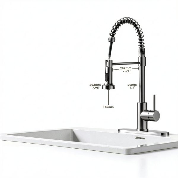 SOEBIZ Brushed Nickel Kitchen Faucet Stainless Steel Lead-7