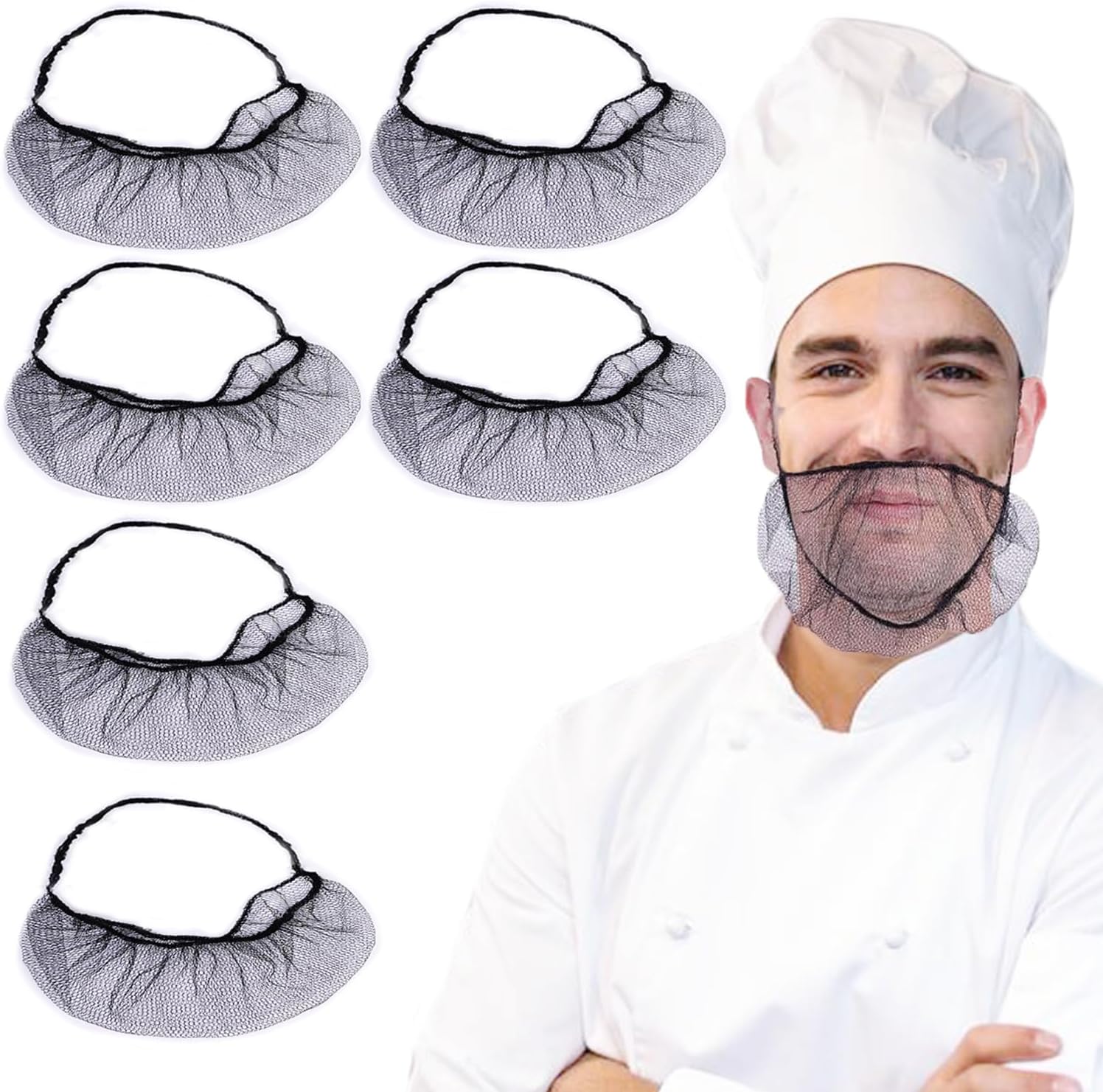 Shineyid disposable beard cover in use in a food service setting