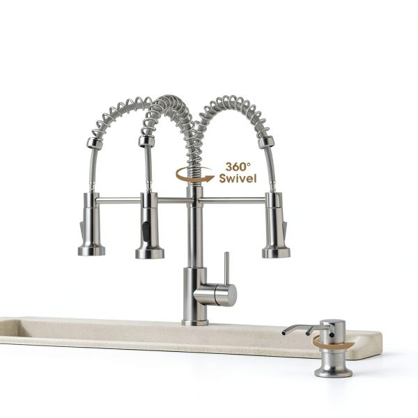 SOEBIZ Brushed Nickel Kitchen Faucet Stainless Steel Lead-3