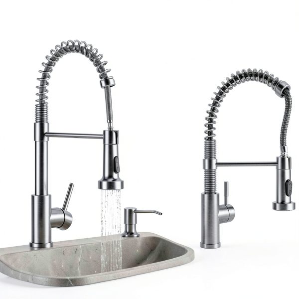 SOEBIZ Brushed Nickel Kitchen Faucet Stainless Steel Lead-5