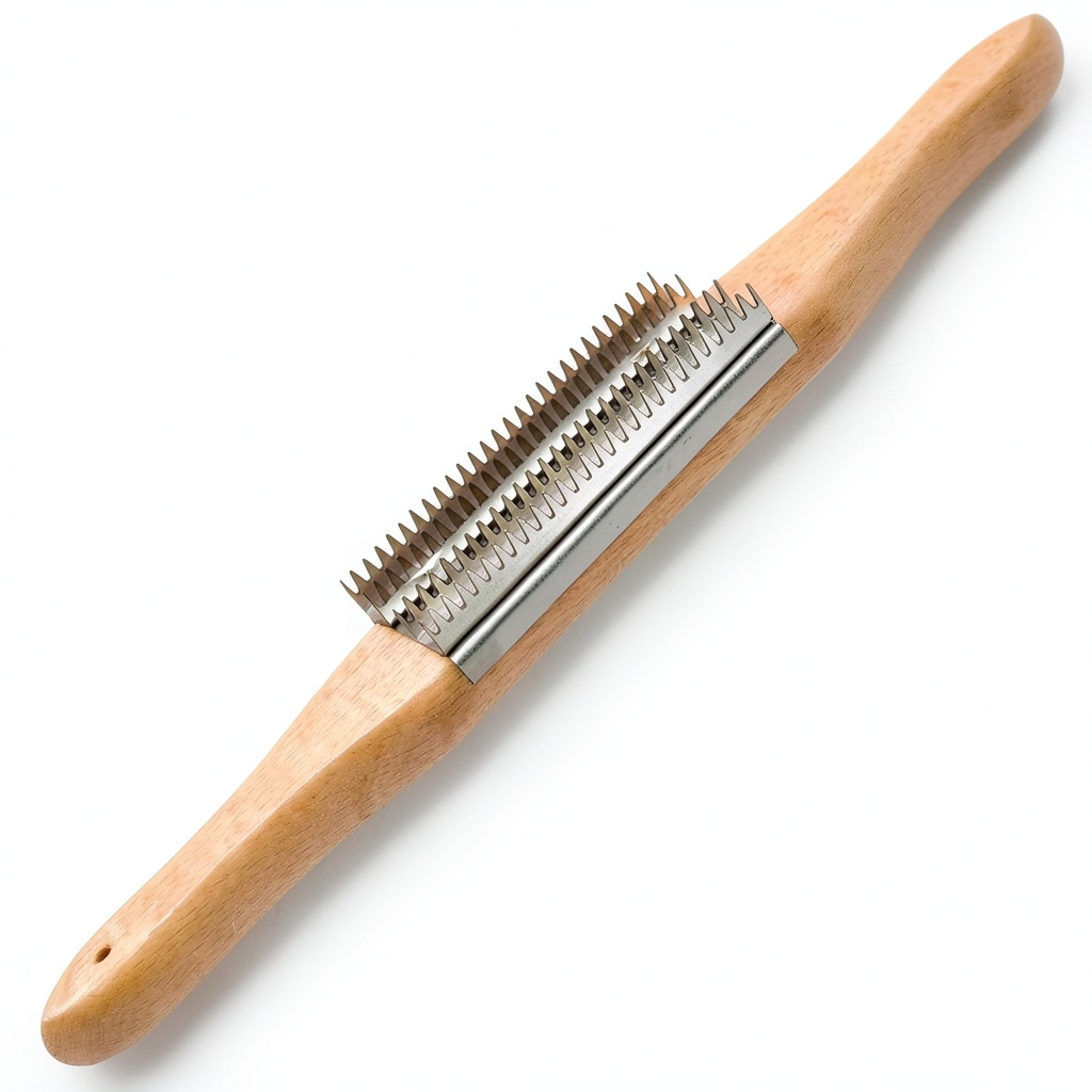 Tworider Buffing Wheel Rake showing stainless steel head and wood handle