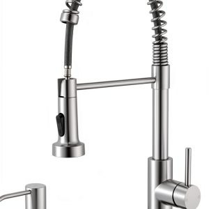 SOEBIZ Brushed Nickel Kitchen Faucet Stainless Steel Lead-0
