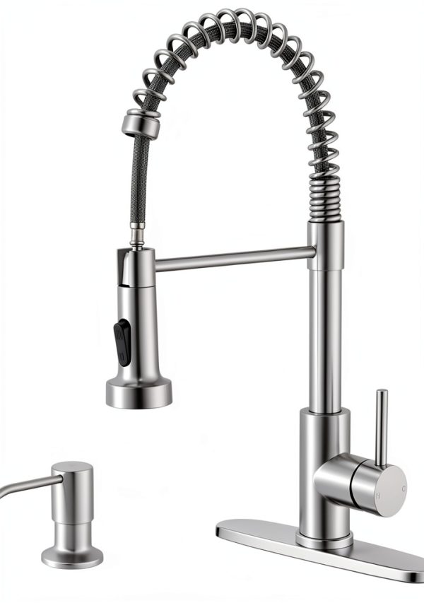 SOEBIZ Brushed Nickel Kitchen Faucet Stainless Steel Lead-0