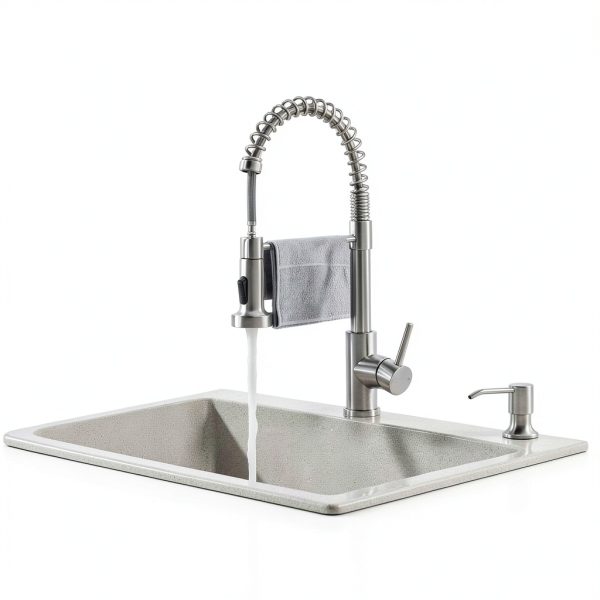 SOEBIZ Brushed Nickel Kitchen Faucet Stainless Steel Lead-1