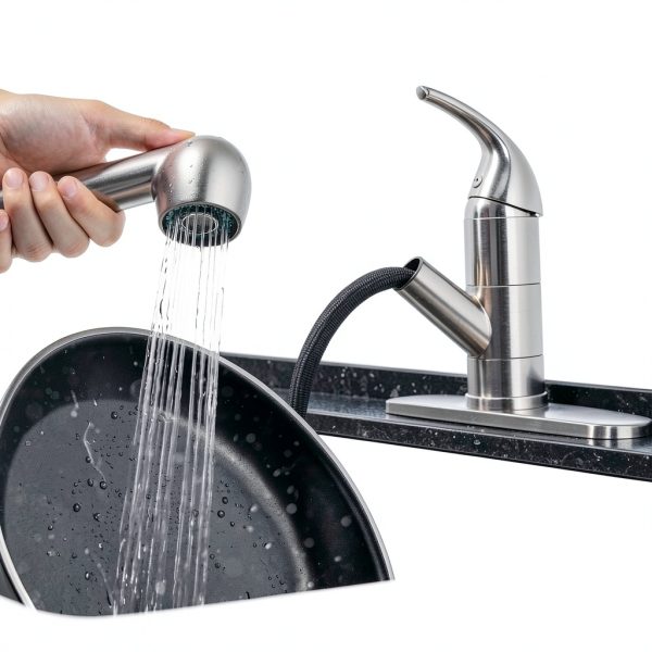 Ufaucet Kitchen Faucet Brushed Nickel Pull Out Sprayer-5