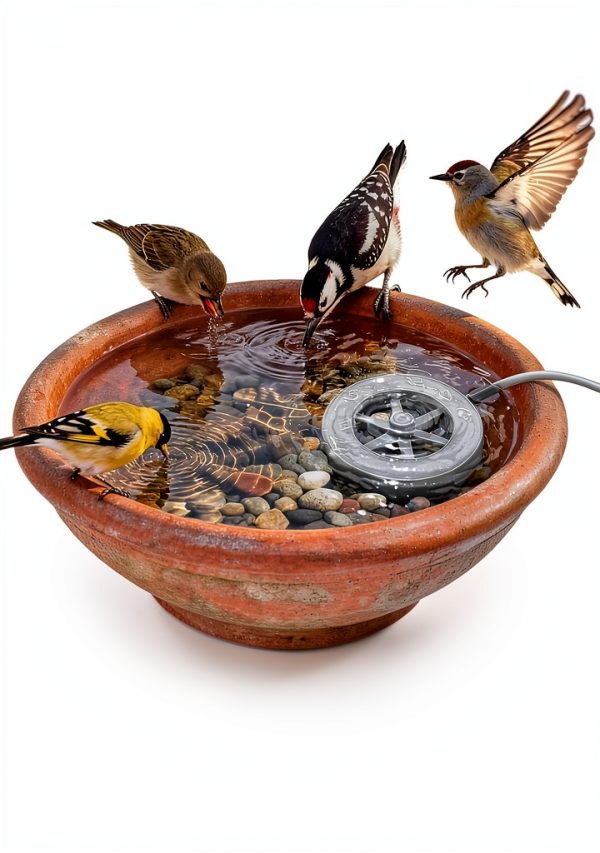 Alphatool Heated Bird Bath Heater 70W Thermostatic Deicer for Winter-4