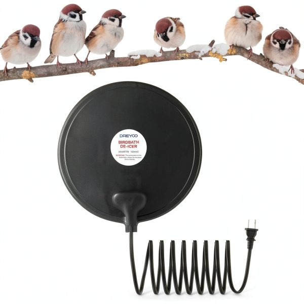 Dreyoo Birdbath Deicer 9.45in Disc Heater Waterproof PVC 60W-2