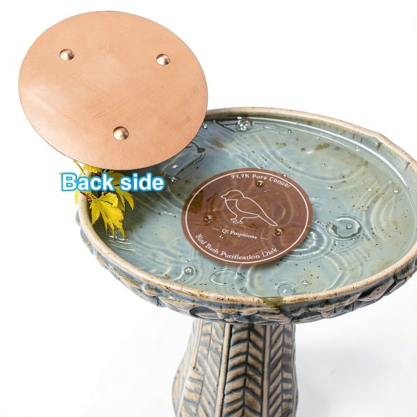 Bird Bath Copper Disk, 99.99% Pure Copper Disk for Bird Baths, Stable Triple-Point Support, Safe Natural Solution for Outdoor Birdbaths Bowls, All-Season Use with All Outdoor Birdbath Bowls-5
