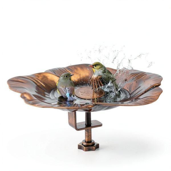 Bird Bath Copper Disk, 99.99% Pure Copper Disk for Bird Baths, Stable Triple-Point Support, Safe Natural Solution for Outdoor Birdbaths Bowls, All-Season Use with All Outdoor Birdbath Bowls-6