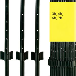 Fence Post 4 FT - 10 Packs, Metal Heavy Duty U Posts, Powder-Coated for Long-Lasting Use, Perfect for Holding Wire &Plastic Mesh, Corner Anchors, Green-0