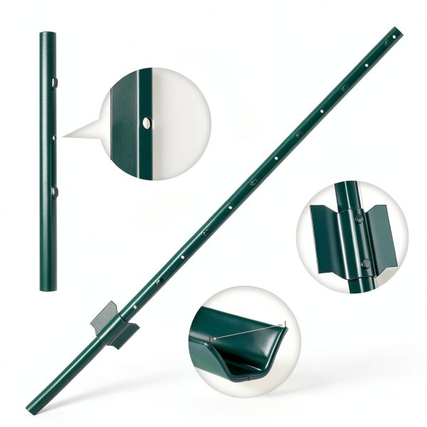 Fence Post 4 FT - 10 Packs, Metal Heavy Duty U Posts, Powder-Coated for Long-Lasting Use, Perfect for Holding Wire &Plastic Mesh, Corner Anchors, Green-3