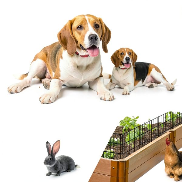10 Pack Garden Animal Barrier Fence, 1.65inch Spike Spacing No Dig Fence, Reusable Rustproof Metal Defense Border, Dogs Rabbits Blocker Fence for Outdoor Yard, Total 10.8ft(L) x 17inch(H)-4