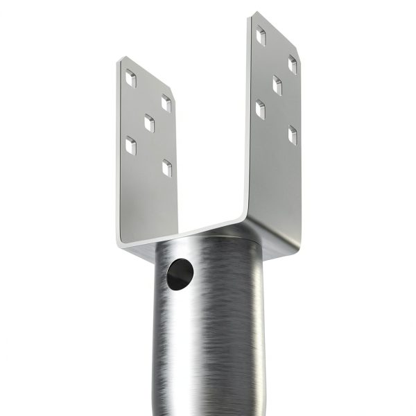 VEVOR No Dig Ground Anchor, 1 Pack 3.94 x 2.76 x 27.56 in DIY Screw in Post Stake, Includes 6 Lag Bolts & a Rebar, U-Shape Heavy Duty Steel Post Holder, Great for Mailbox Posts and Fence Posts-8