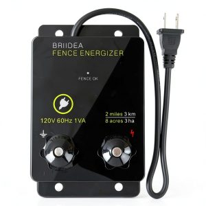 Briidea 2-Mile Electric Fence Energizer for Preventing Wild Animals Intruding 8 Acres Output Voltage 5000 V 0.1Joule-0