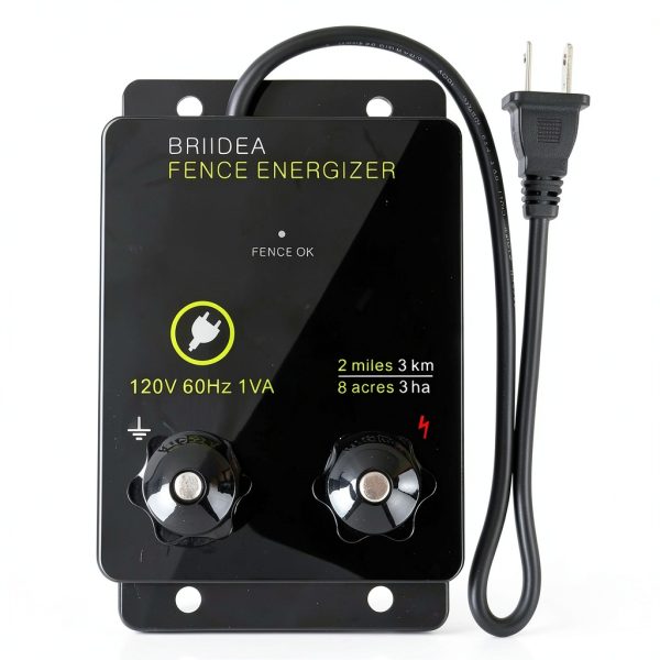 Briidea 2-Mile Electric Fence Energizer for Preventing Wild Animals Intruding 8 Acres Output Voltage 5000 V 0.1Joule-0