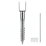 VEVOR No Dig Ground Anchor, 1 Pack 3.94 x 2.76 x 27.56 in DIY Screw in Post Stake, Includes 6 Lag Bolts & a Rebar, U-Shape Heavy Duty Steel Post Holder, Great for Mailbox Posts and Fence Posts-0
